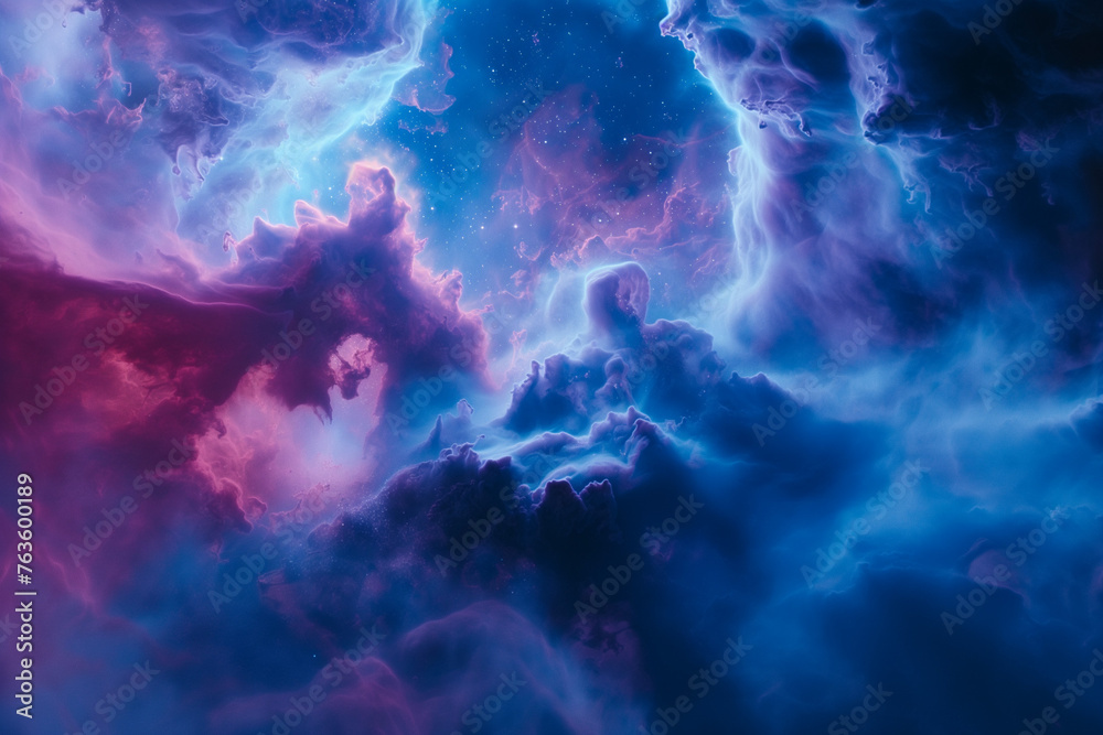 Fototapeta premium Cosmic Texture: An Enchanting Swirl of Blue and Purple Nebulae