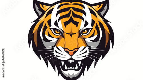 Mascot stylized tiger head. flat vector illustratio