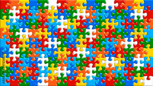 Puzzle pieces background colored stock illustration.