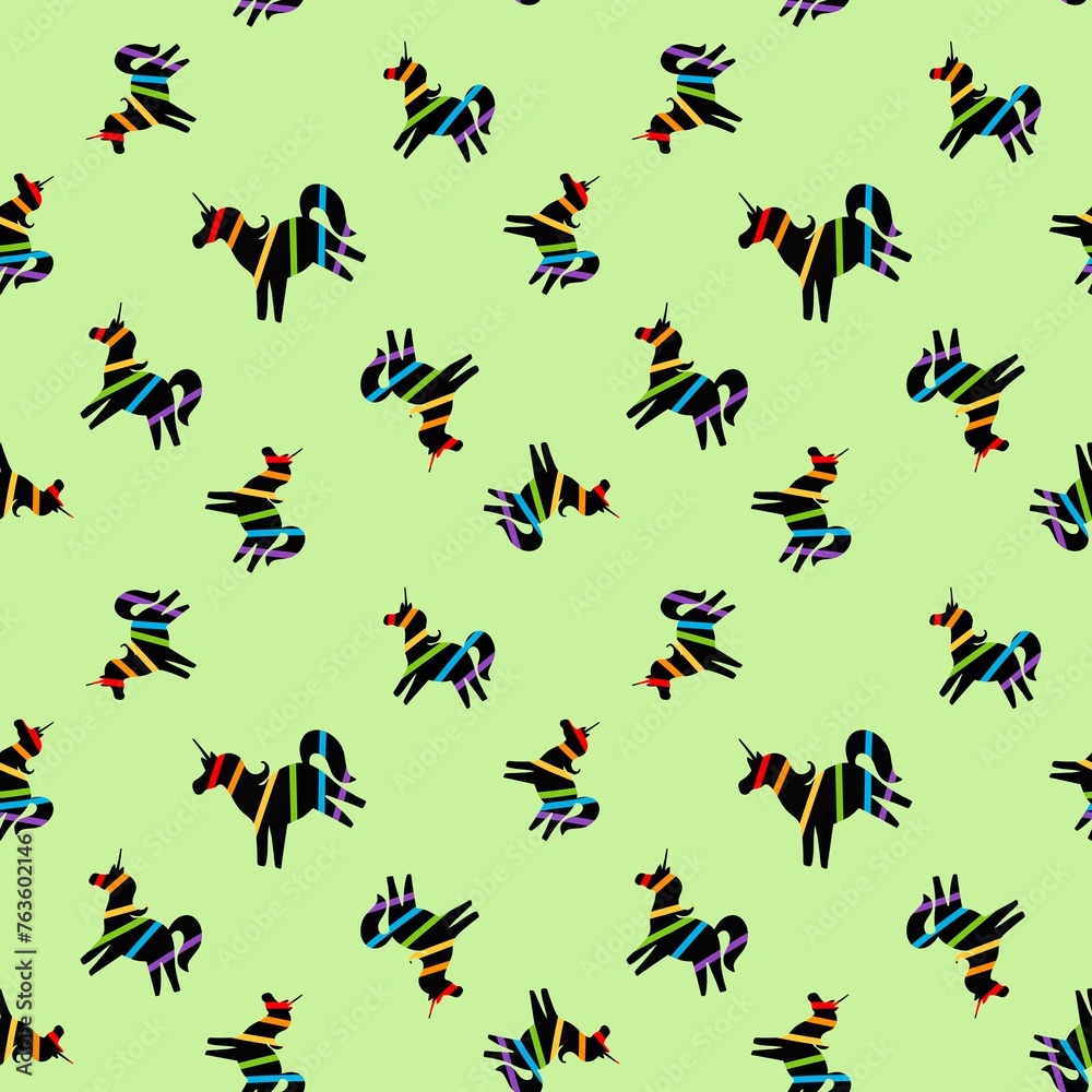 Obraz premium Rainbow lgbt pride animals unicorns seamless horse pattern for fabrics and wrapping paper and party summer textiles