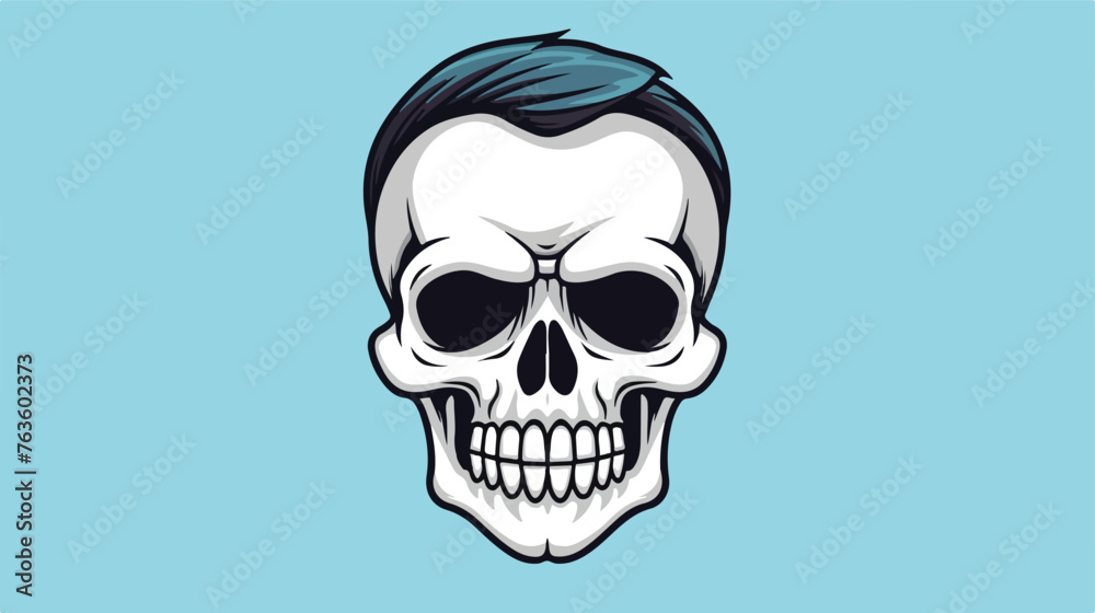 skull head drawn style icon flat cartoon vector ill