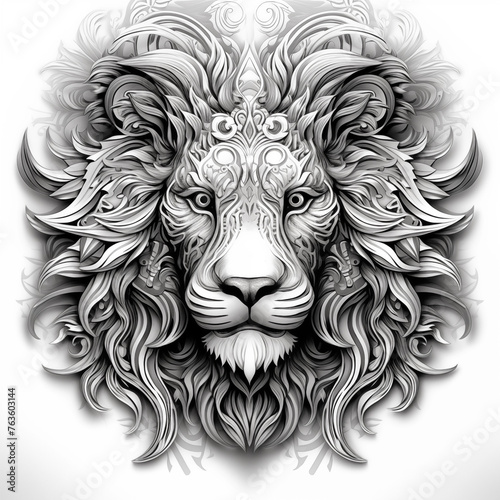 Mandala adult coloring book lion