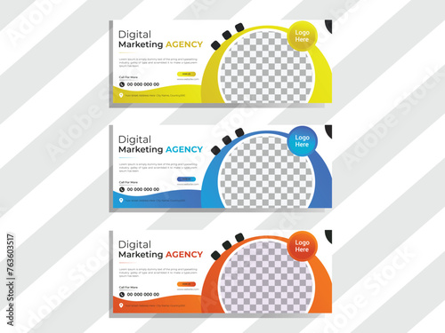 Modern vector Digital marketing agency facebook cover design, Online education social media cover banner.