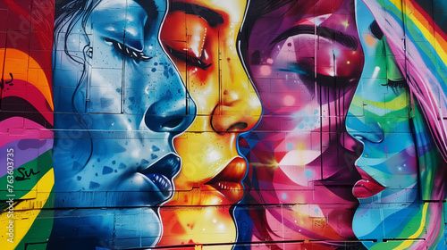 Street art representing LGBTQ+ pride and culture, highlighting creativity and self-expression photo