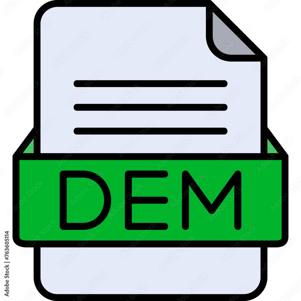 DEM File Format Vector Icon Design DEM File Format Vector Icon Design