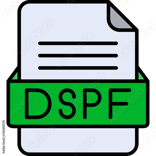 DSPF File Format Vector Icon Design