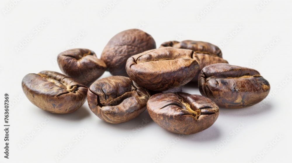 Coffee beans on white background, soft light. Dark Roasted Coffee Beans Heap on White Background, Ideal for Coffee Enthusiasts and Cafes. Coffee beans on white background, soft light. Dark Roasted Coffee Beans Heap on White Background, Ideal for Coffee Enthusiasts and Cafes.