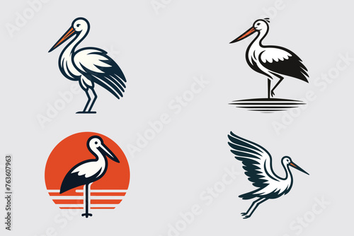 stork elegance logo, crane royal logo © Ikitah
