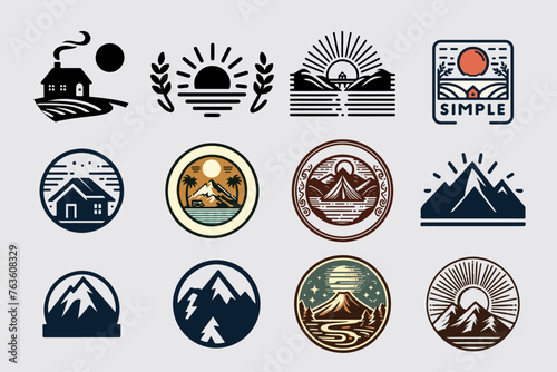 set mountain logo, set mountain badge logo © Ikitah