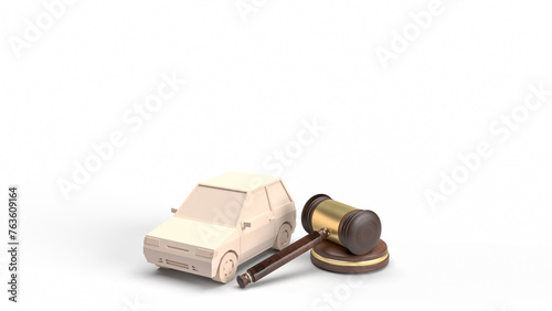 The  car and wood hammer for Auction cars concept 3d rendering.