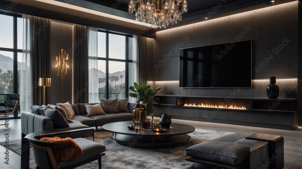 Custom home living room Custom home living room