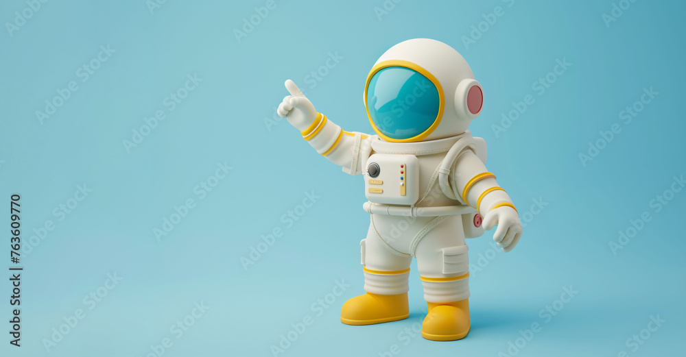 Naklejka premium Astronaut cartoon Hand Pointing Finger Gesture