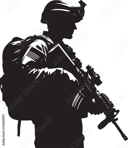 USA Soldier Army Silhouette Vector Illustration