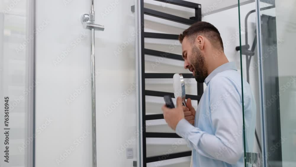 Funny Man Customer Singing In Shower At Store Funny Man Customer Singing In Shower At Store