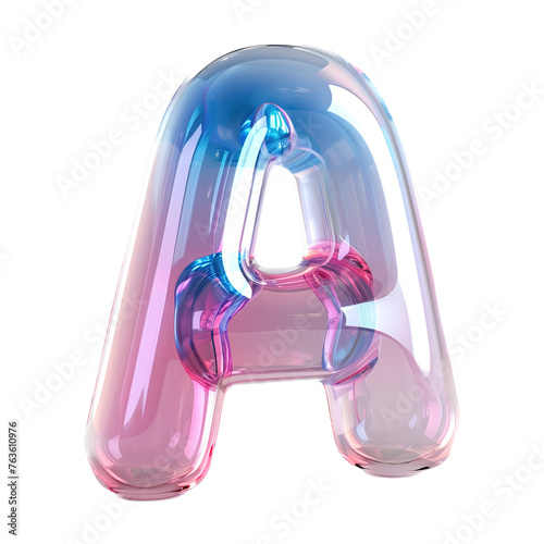 glassy pink and blue letter 