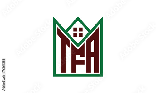 TFA initial letter real estate builders logo design vector. construction, housing, home marker, property, building, apartment, flat, compartment, business, corporate, house rent, rental, commercial photo