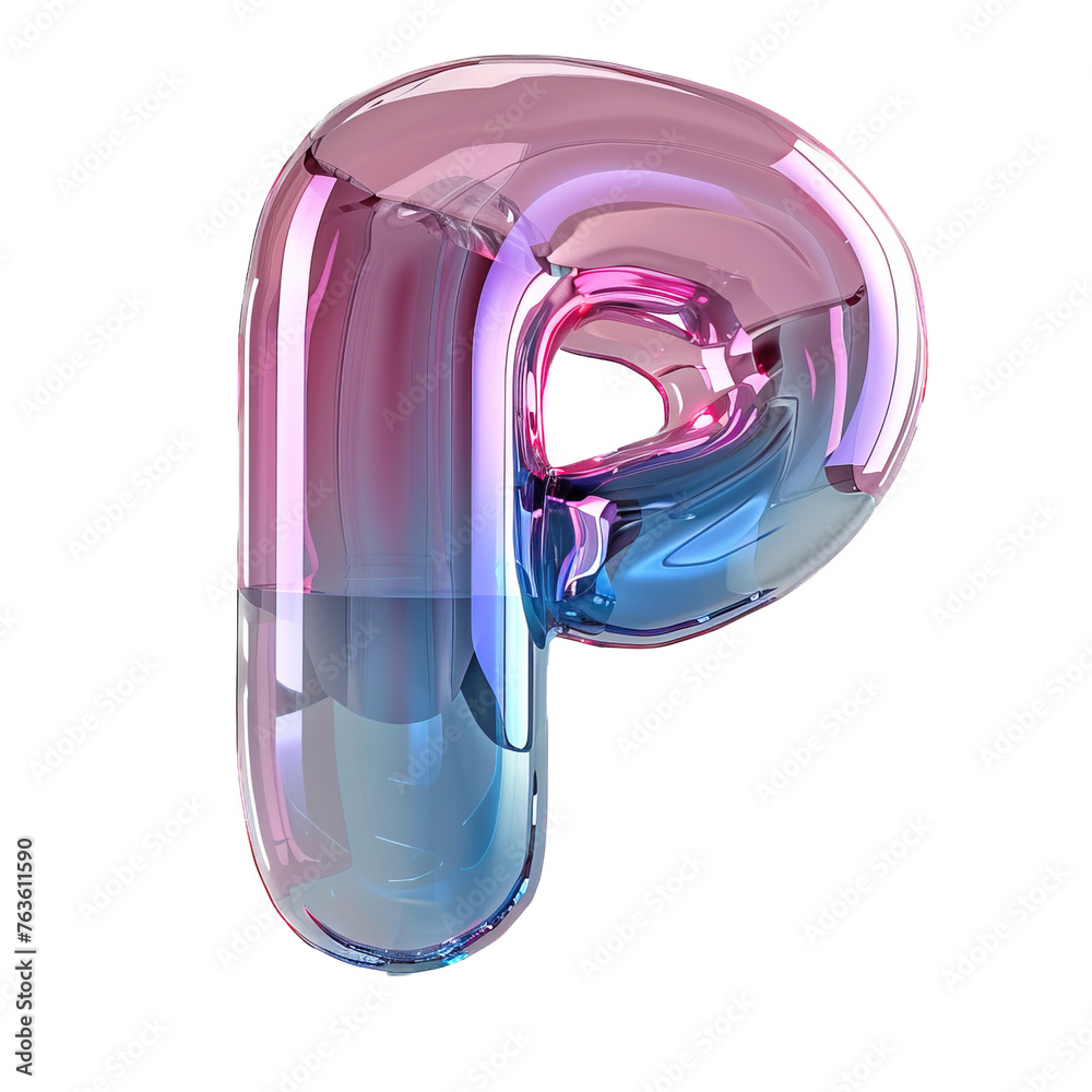 glassy pink and blue letter 