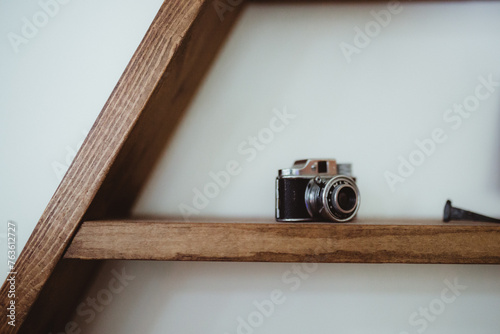 camera on a wooden table