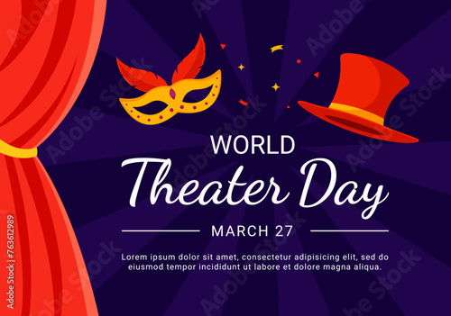 Posters with masks and hats World theater day