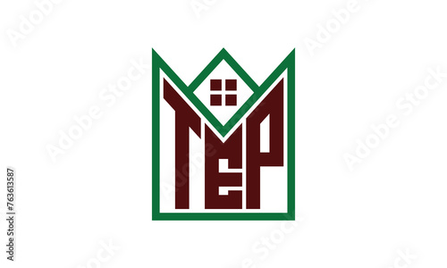 TEP initial letter real estate builders logo design vector. construction, housing, home marker, property, building, apartment, flat, compartment, business, corporate, house rent, rental, commercial