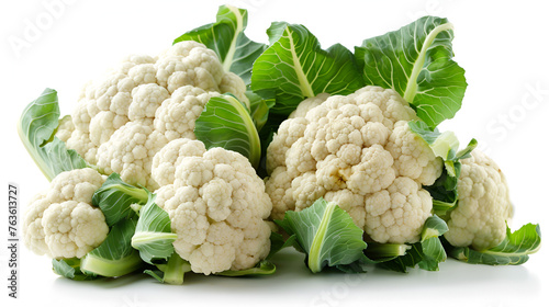 Cauliflower isolated on White background, fresh cauliflower, Generative Ai 