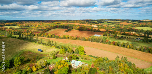 Farm Fields landscape view sunny day. Prince Edward Island, Canada. © edb3_16