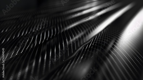 carbon kevlar fiber texture pattern background, structural intricacies of industrial carbon fiber wavy sheet in full frame view