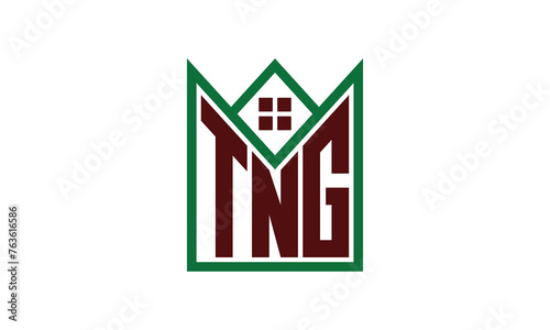 TNG initial letter real estate builders logo design vector. construction, housing, home marker, property, building, apartment, flat, compartment, business, corporate, house rent, rental, commercial photo