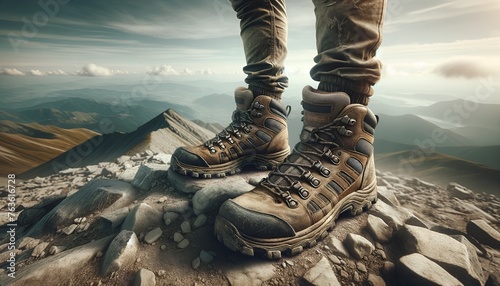hiking boots on mountain