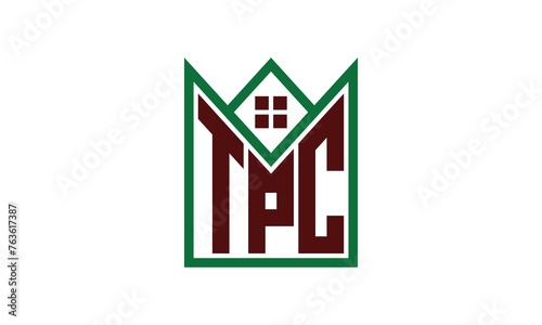 TPC initial letter real estate builders logo design vector. construction, housing, home marker, property, building, apartment, flat, compartment, business, corporate, house rent, rental, commercial