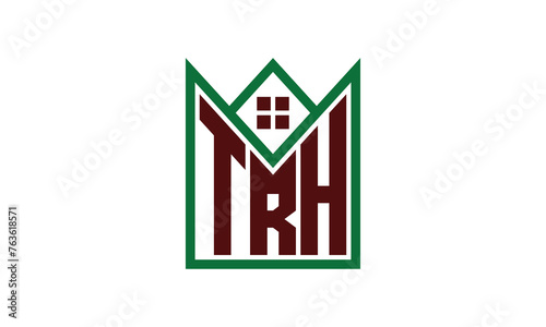 TRH initial letter real estate builders logo design vector. construction, housing, home marker, property, building, apartment, flat, compartment, business, corporate, house rent, rental, commercial photo
