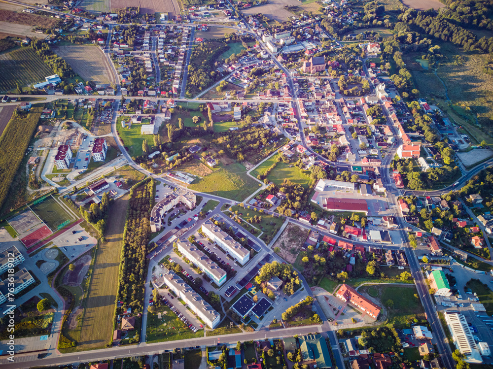 Aerial view at city Brzesc Kujawski in Poland