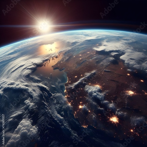 Let's prevent global warming, the beautiful appearance of the Earth from space, our home to be passed on to future generations, Generative AI