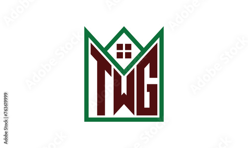 TWG initial letter real estate builders logo design vector. construction, housing, home marker, property, building, apartment, flat, compartment, business, corporate, house rent, rental, commercial photo