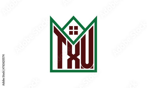 TXU initial letter real estate builders logo design vector. construction, housing, home marker, property, building, apartment, flat, compartment, business, corporate, house rent, rental, commercial photo