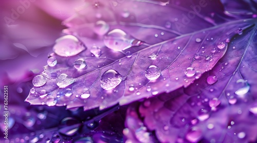 Purple flower petals with water drops on it. Close up 