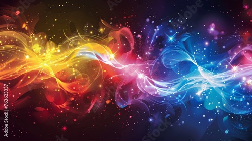 A colorful abstract background with a swirl of bright colors, AI