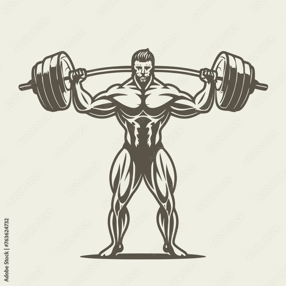 red white black modern style minimalist lines of a strong muscle pose strong body builder anatomy man at gym with bundle Doing exercises in all body positions using different gym equipment red white black modern style minimalist lines of a strong muscle pose strong body builder anatomy man at gym with bundle Doing exercises in all body positions using different gym equipment