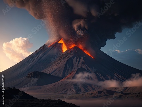 the volcano's smoke background photo
