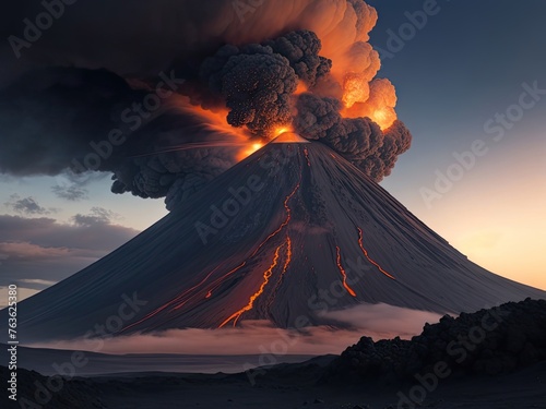 the volcano s smoke background photo