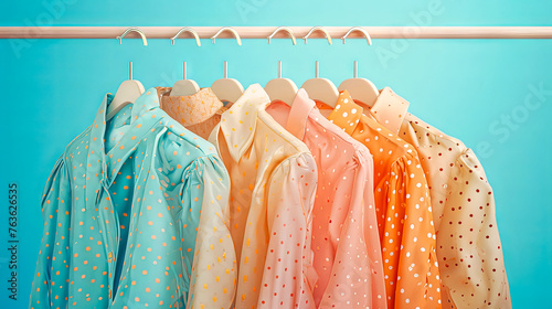 Row of Shirts Hanging on a Clothes Rack © petro