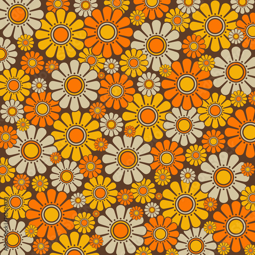 60s Style Flower Power Daisy Floral Pattern