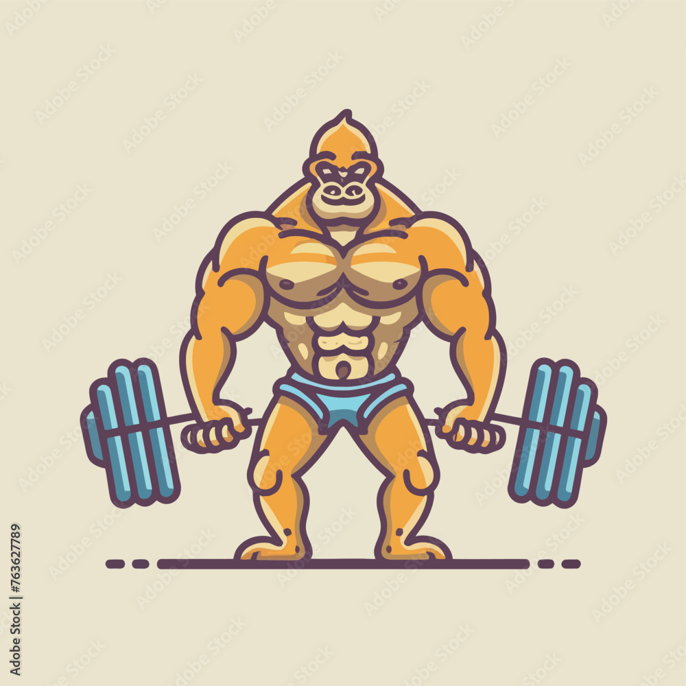 Naklejka premium red white black modern style minimalist lines of a strong muscle pose strong body builder anatomy man at gym with bundle Doing exercises in all body positions using different gym equipment 