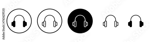 Headphone icon vector isolated on white background. Headphone vector icon. Call us photo