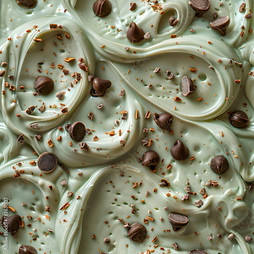 Mint Cream Ice Cream with Chocolate Sprinkles Seamless Pattern Design for Backgrounds, Wallpapers, Textile, and Gift Wrap