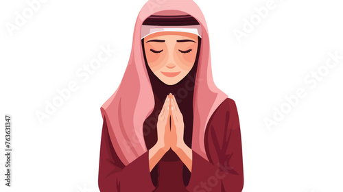 Arab Muslim woman holding her hands in prayer flat