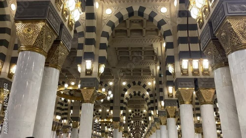 Many Pillars Inside Nabawi Mosque 