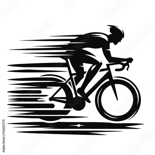 Speeding Cyclist in Race Silhouette