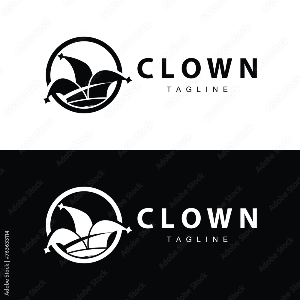 Obraz premium Simple colorful clown hat logo simple circus comedian equipment design template illustration