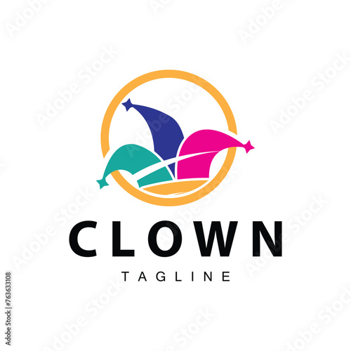 Simple colorful clown hat logo simple circus comedian equipment design template illustration
